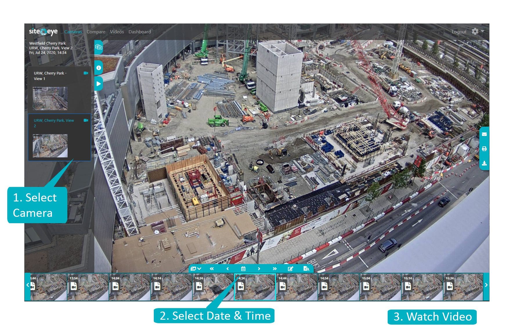 Image taken from the Site Eye Portal showing a Sitestream camera.