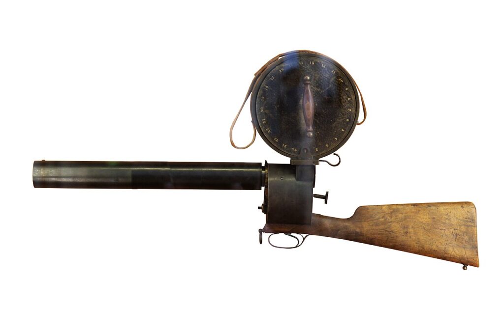 Étienne-Jules Marey’s chronophotographic gun, a rifle-shaped camera